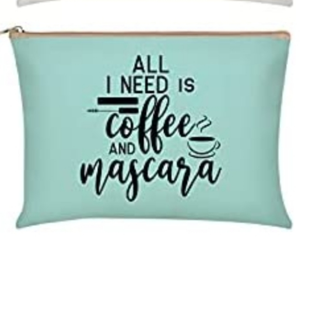 ALL I NEED IS COFFEE AND MASCARA (makeup bag 💄)